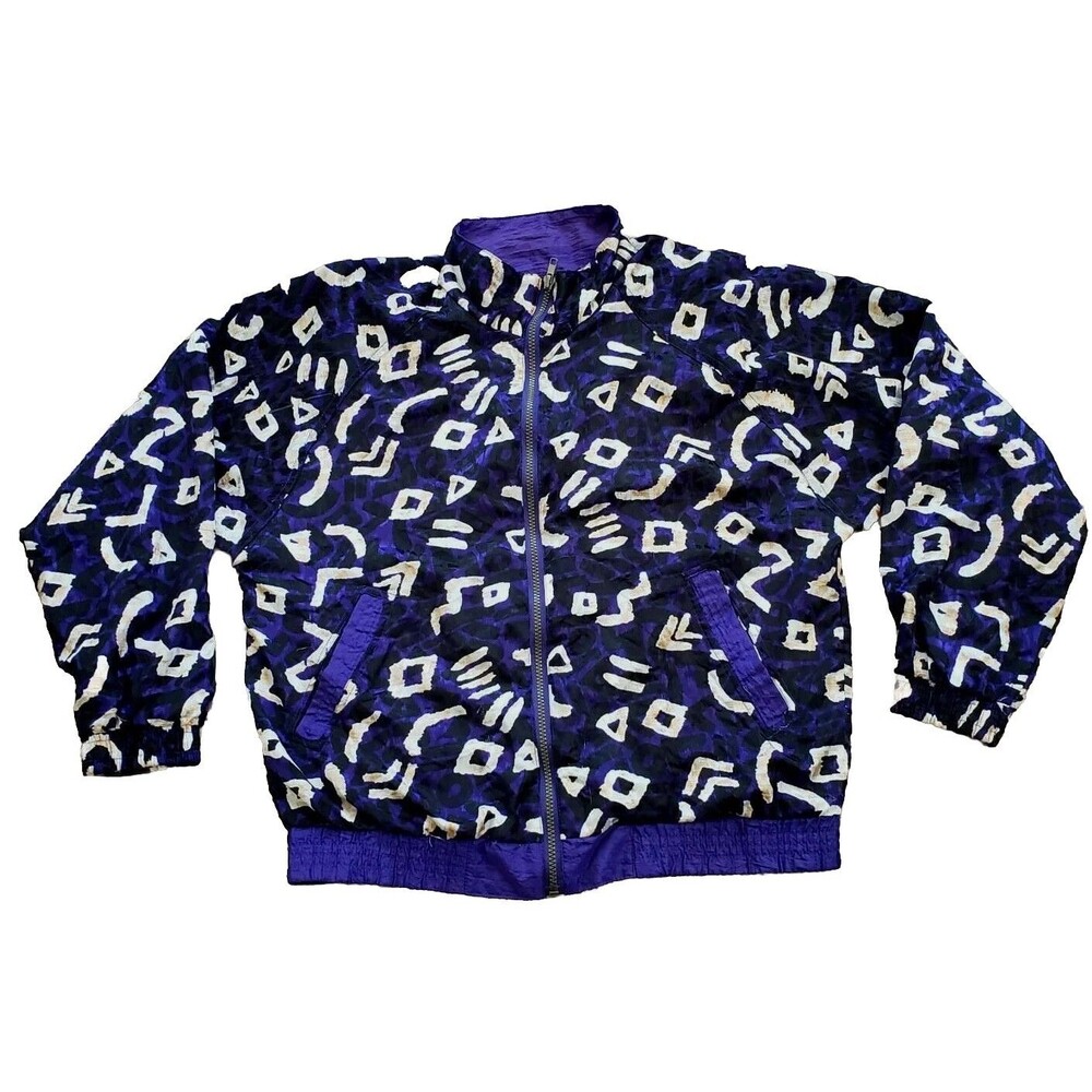 VTG 80s Sunterra Silky Jacket Full Zip Animal Print Women's Size Medium